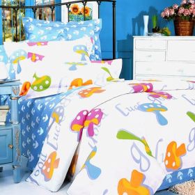 Blancho Bedding - [Colorful Mushroom] 100% Cotton 7PC Bed In A Bag (Queen Size)