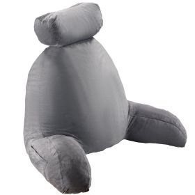 VEVOR Reading Pillow, Large Bed Pillow with Removable Headrest, Back Pillow with 3 Pockets, Shredded Memory Foam and Washable Short Velvet Cloth