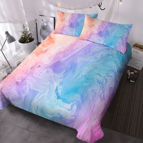 Luxury Bedding Set Rainbow Marble Duvet Cover Set Rock Girls Bed Cover Set Nature Colorful Bedlinen Twin Size (Option: Twin-Multicolored)