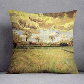 Landscape Under a Stormy Sky by Van Gogh Cushion (Insert: With Insert, size: 18" X 18")