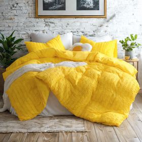 Seersucker Textured Bedding Set, Luxuriously Soft and Durable, Yellow (specifications: Twin)