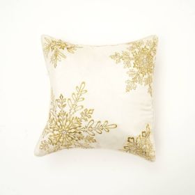 Polyester Throw Pillow With Embroidery & Bead Work (Color: White)