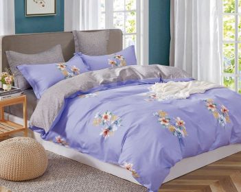 Kaufman Lily floral 100% Cotton Purple Comforter Set (size: Twin Xl)