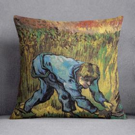 Reaper with Sickle after Millet by Van Gogh Cushion (Insert: With Insert, size: 18" X 18")