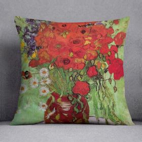 Still Life Red Poppies and Daisies by Van Gogh Cushion (Insert: With Insert, size: 16" X 16")